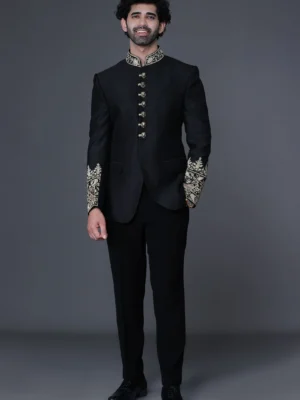 Black Desiner Bandhgala Blazer