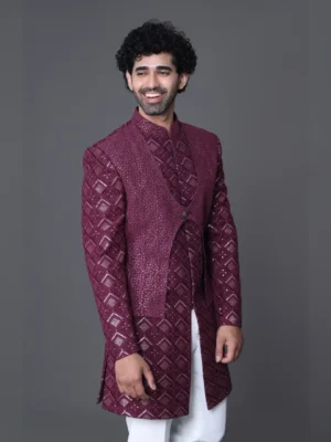 Purple Indo Western Sherwani