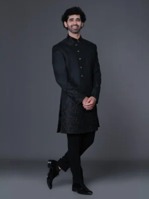 Black Indo Western Sherwani