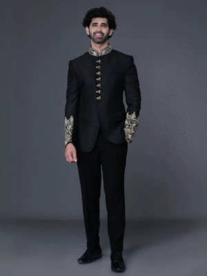 Black Desiner Bandhgala Blazer