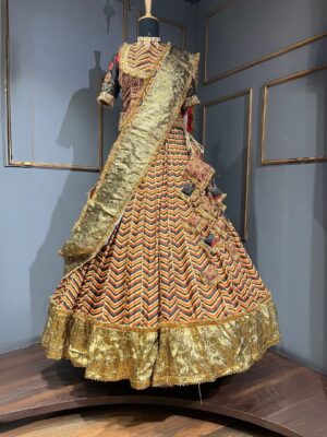 Rust Gota work lehenga