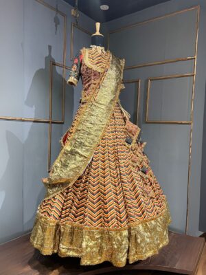 Rust Gota work lehenga