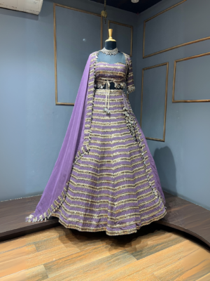 Sequence and mirror detailing lehenga