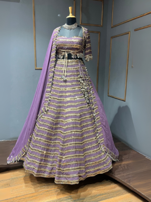 Sequence and mirror detailing lehenga