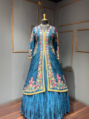 Thread embroidery lehenga